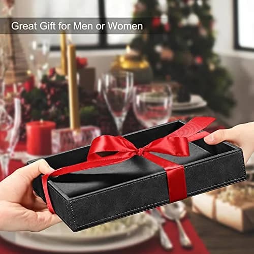 SITHON Valet Tray Desk Organizer PU Leather Catchall 26.5cm x 22cm x 5cm | Organizes Essentials Neatly thumbnail 8