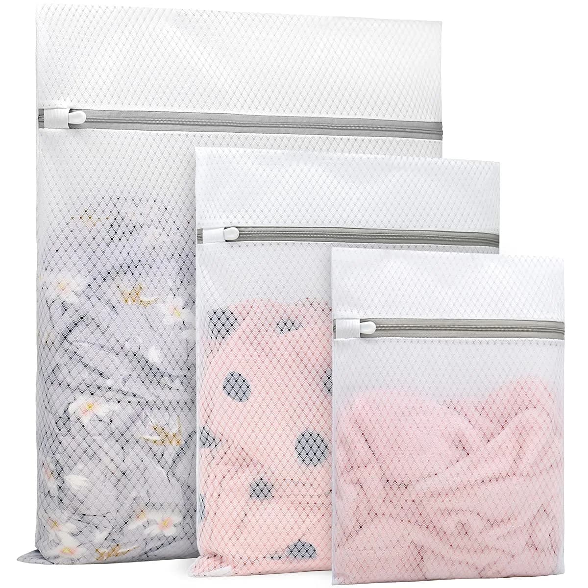 Muchfun 3Pcs Durable Diamond Mesh Laundry Bags for Delicates | Breathable, Rustproof Zipper, Long-lasting (70-120 chars)