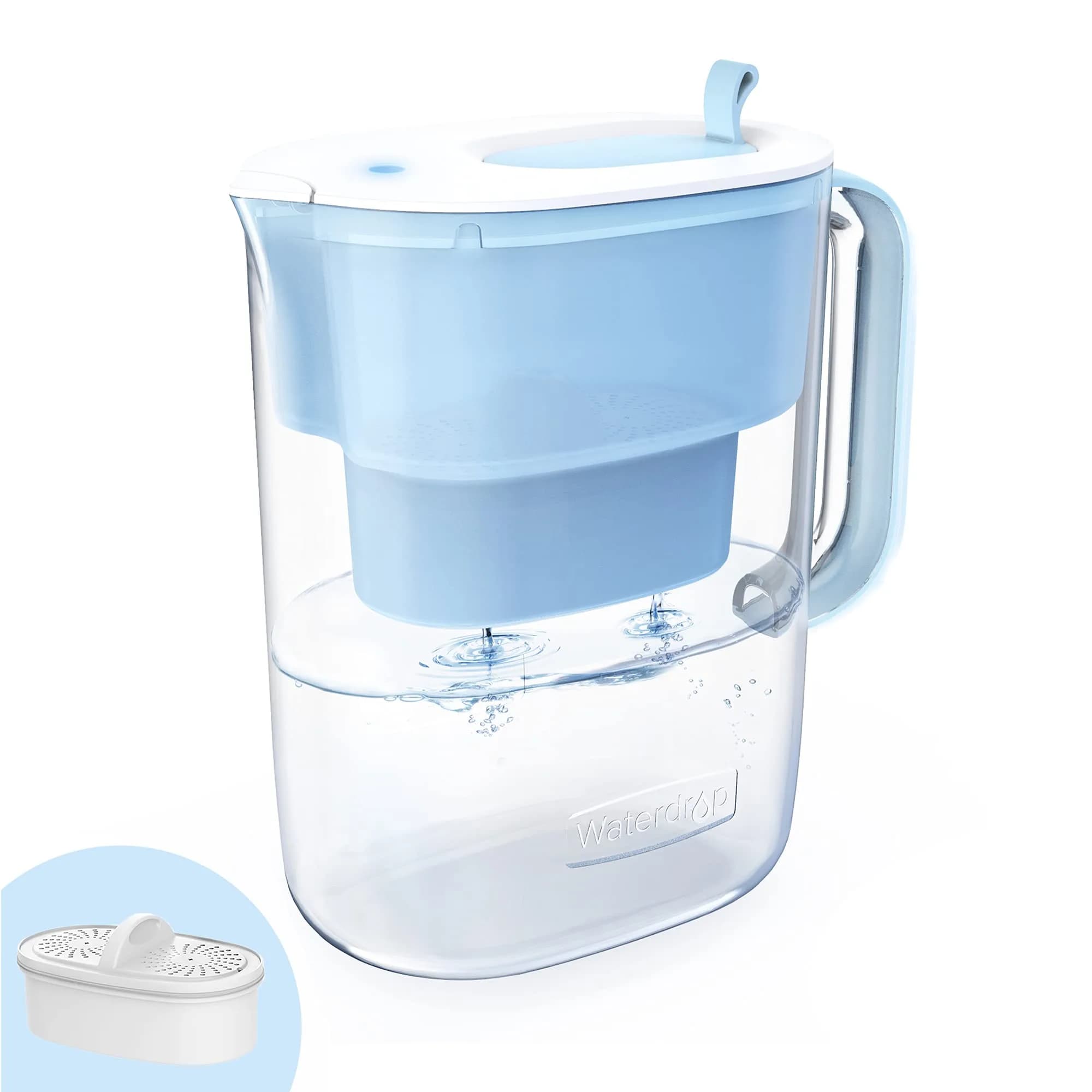 Waterdrop PT-07C Water Filter Pitcher, 10-Cup, 2.37L (0.62 Gal) | NSF Certified, 200-Gallon Long-Life Filter — Baby-Blue / Classic-Manual Flip Design