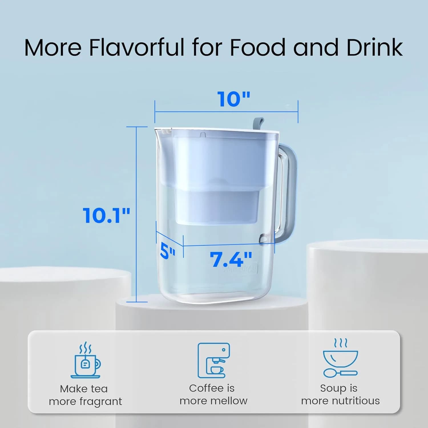 Waterdrop PT-61B Water Filter Pitcher 2.5 Gallons (200 Gallons) | NSF Certified Chlorine Reduction - view 3