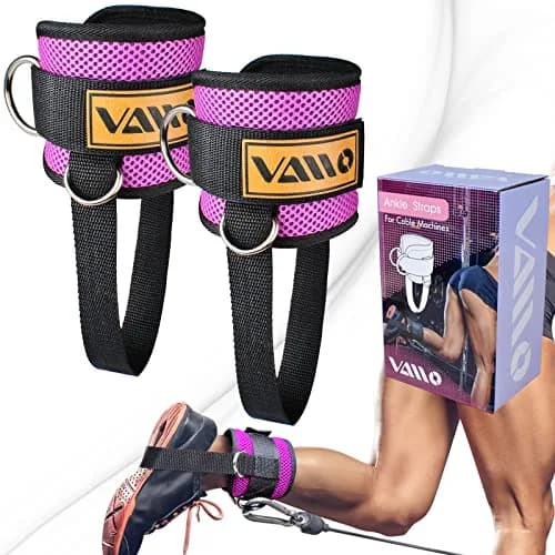 VAIIO Purple Ankle Straps for Cable Machines, 220g (7.76 oz) Pair | Adjustable Comfort Fit Nylon thumbnail 1
