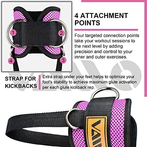 VAIIO Purple Ankle Straps for Cable Machines, 220g (7.76 oz) Pair | Adjustable Comfort Fit Nylon thumbnail 3