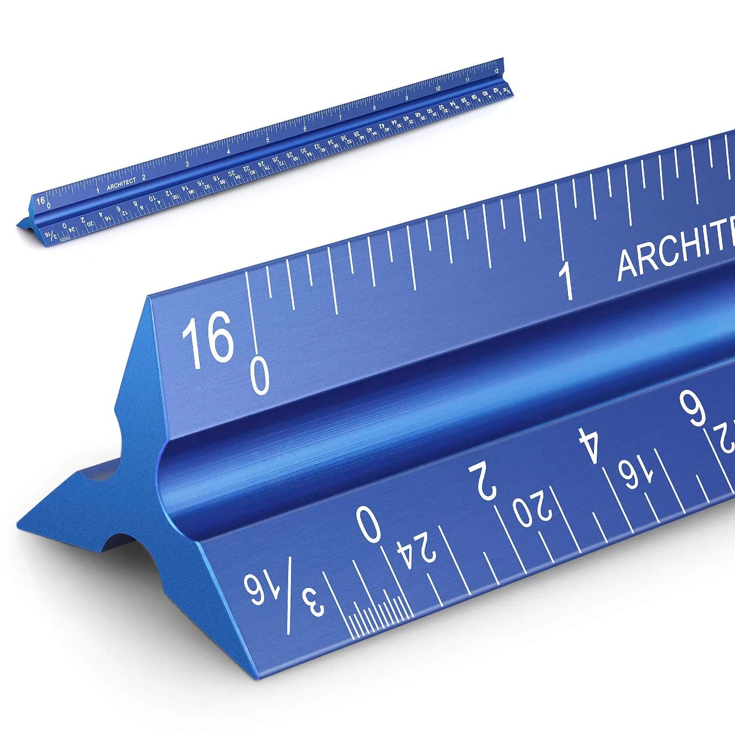 Hutou 12" Architectural Scale Ruler Aluminum Blue | Precision Drafting Tool - main product image