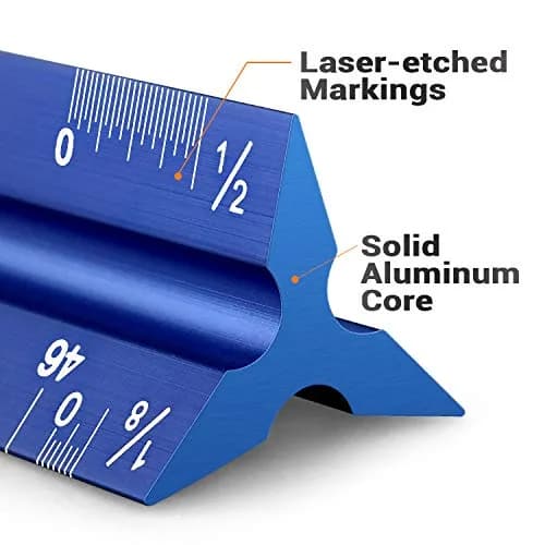 Hutou 12" Architectural Scale Ruler Aluminum Blue | Precision Drafting Tool thumbnail 4