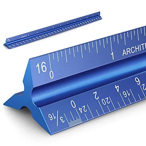 Hutou 12" Architectural Scale Ruler Aluminum Blue | Precision Drafting Tool thumbnail 1