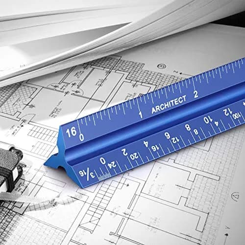 Hutou 12" Architectural Scale Ruler Aluminum Blue | Precision Drafting Tool thumbnail 7