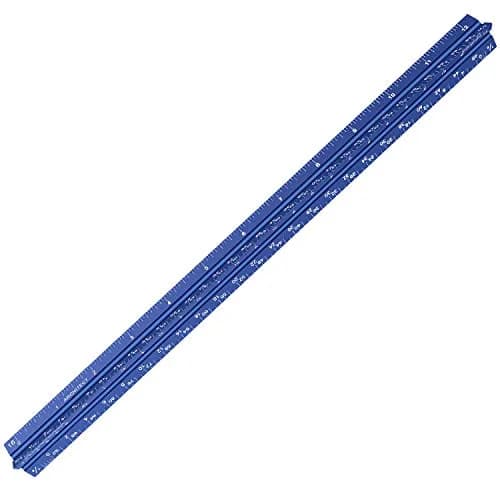 Hutou 12" Architectural Scale Ruler Aluminum Blue | Precision Drafting Tool thumbnail 2