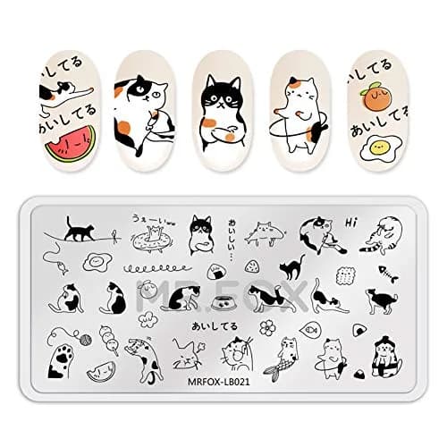MR.FOX 5 pcs Nail Printing Board Set with Cat, Unicorn & Puppy Patterns | Reusable Stainless Steel Templates for DIY Nail Art thumbnail 4