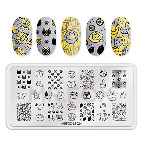 MR.FOX 5 pcs Nail Printing Board Set with Cat, Unicorn & Puppy Patterns | Reusable Stainless Steel Templates for DIY Nail Art thumbnail 5