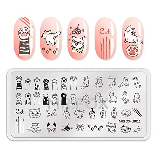MR.FOX 5 pcs Nail Printing Board Set with Cat, Unicorn & Puppy Patterns | Reusable Stainless Steel Templates for DIY Nail Art thumbnail 2