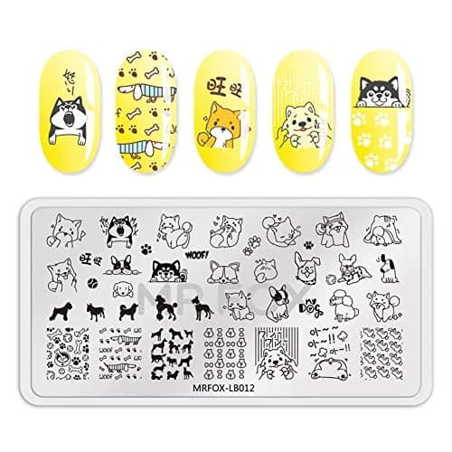 MR.FOX 5 pcs Nail Printing Board Set with Cat, Unicorn & Puppy Patterns | Reusable Stainless Steel Templates for DIY Nail Art thumbnail 3