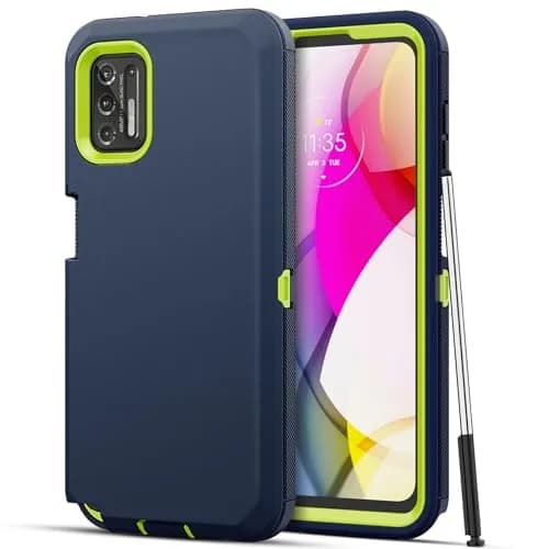 Jiunai Moto G Stylus 2021 Case 3-Piece Set | Heavy Duty Shockproof Blue thumbnail 1