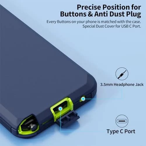 Jiunai Moto G Stylus 2021 Case 3-Piece Set | Heavy Duty Shockproof Blue thumbnail 4