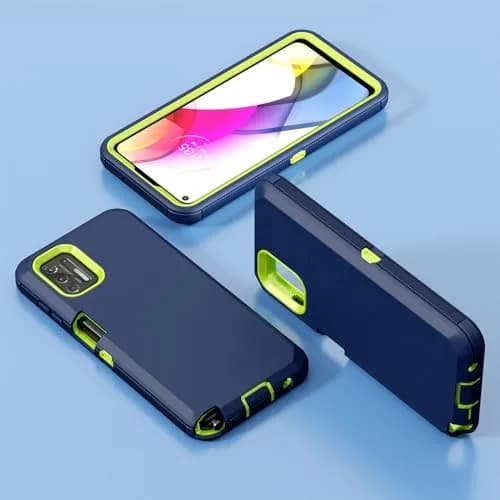 Jiunai Moto G Stylus 2021 Case 3-Piece Set | Heavy Duty Shockproof Blue thumbnail 6