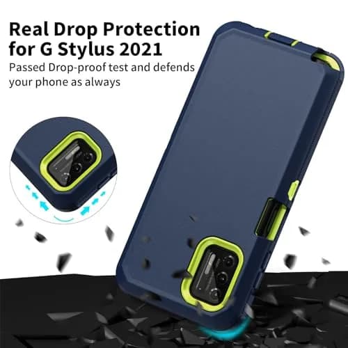 Jiunai Moto G Stylus 2021 Case 3-Piece Set | Heavy Duty Shockproof Blue thumbnail 2