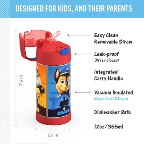THERMOS FUNTAINER Water Bottle with Straw, 12oz | Keeps Drinks Cold 12 Hours, Kid-Friendly Design thumbnail 2