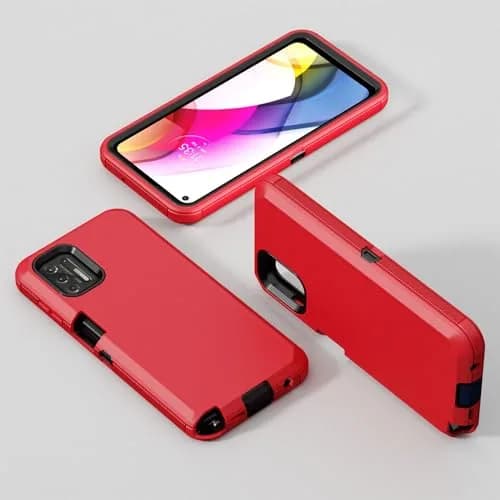 Jiunai Heavy Duty Shockproof Case for Moto G Stylus 2021 | Red, 3-Piece Armor Hybrid with Dust Plug thumbnail 6
