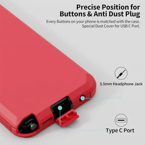 Jiunai Heavy Duty Shockproof Case for Moto G Stylus 2021 | Red, 3-Piece Armor Hybrid with Dust Plug thumbnail 4