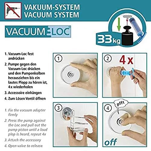 WENKO Vacuum-Loc Corner Shelf 2 Tier Black 23 x 43 x 21 cm | Mounts Without Drilling, Holds 33kg thumbnail 6