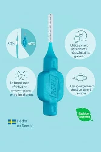 TePe Interdental Brush Original Yellow 0.8 mm (20-Pack) | Plaque Removal for Large Gaps thumbnail 6