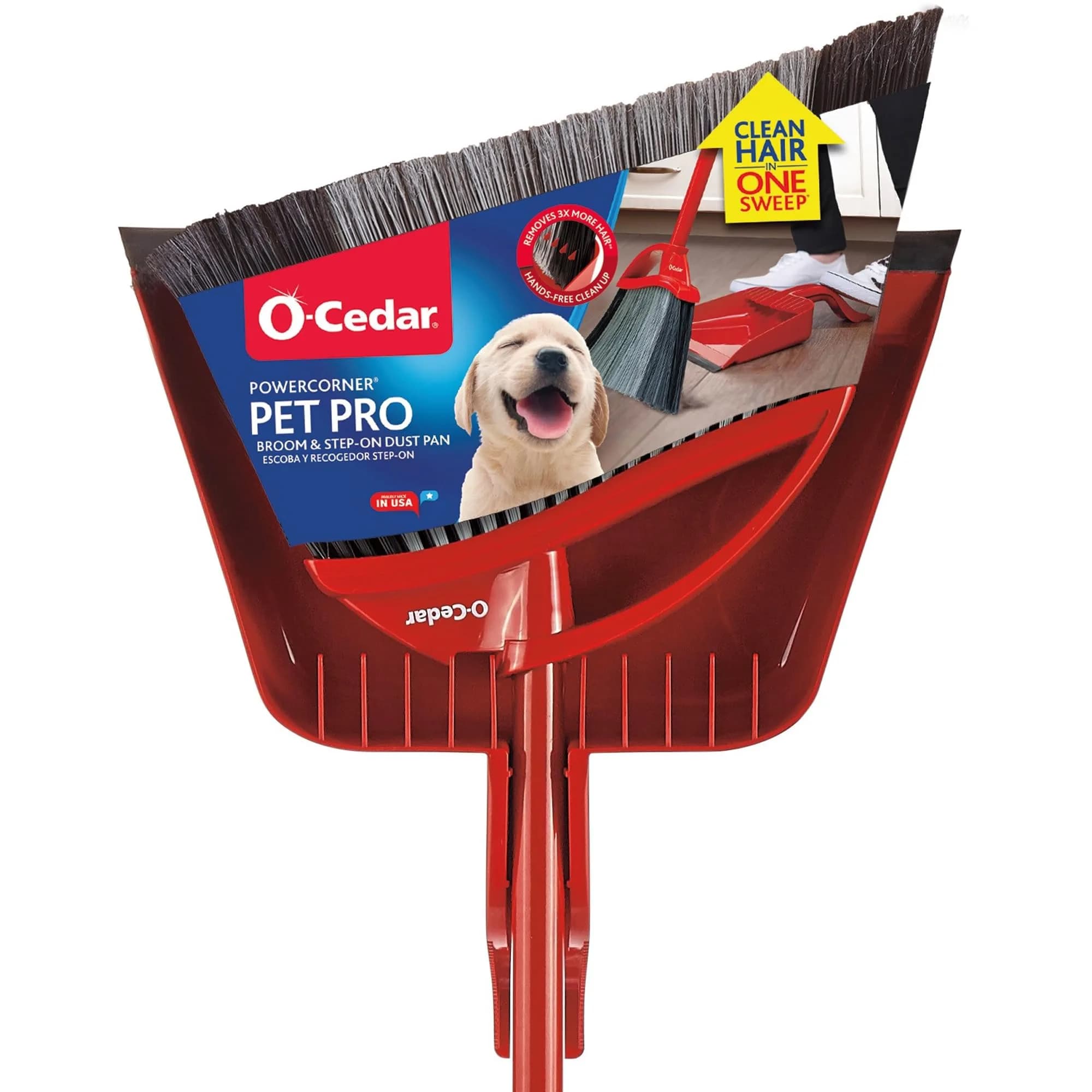 O-Cedar Pet Pro Broom with Step-On Dustpan | Removes Over 99% of Dust & Pet Hair | Quiet Cleaning Tool for Dog & Cat Owners - main product image
