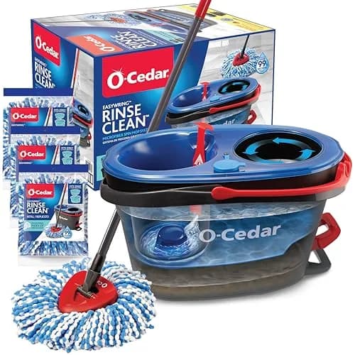 O-Cedar RinseClean Spin Mop & Bucket System with 3 Extra Microfiber Refills | Patented Dual-Chamber Cleaning Technology thumbnail 1