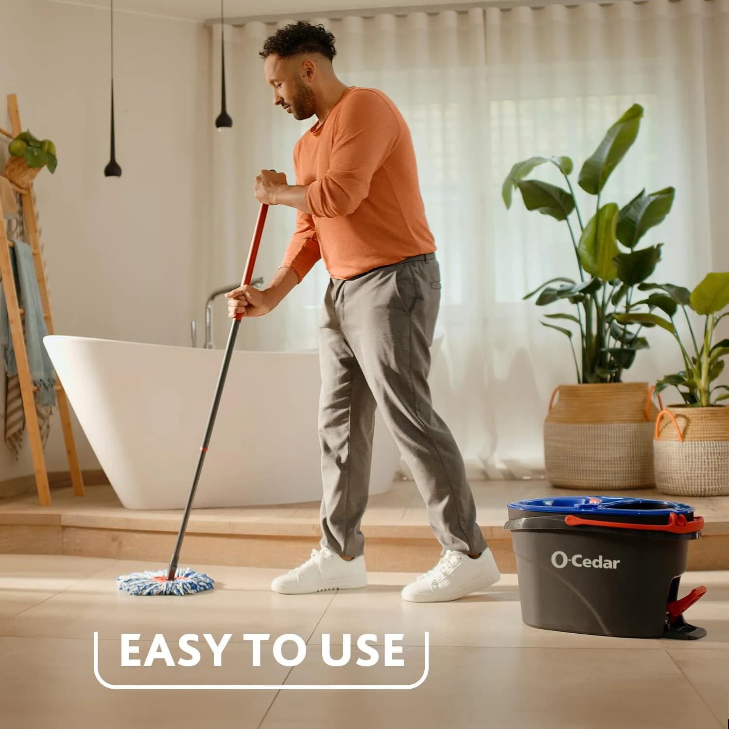 O-Cedar EasyWring RinseClean Microfiber Spin Mop & Bucket System with 1 Extra Refill - Grey - view 5