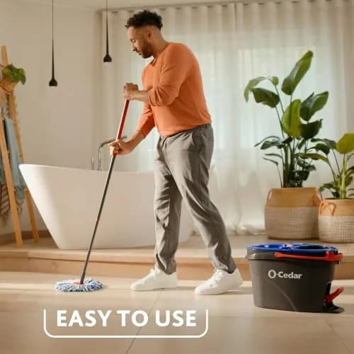 O-Cedar RinseClean Spin Mop & Bucket System with Dual Tanks | 3L (0.79gal) Capacity | Removes 99% of Bacteria thumbnail 5