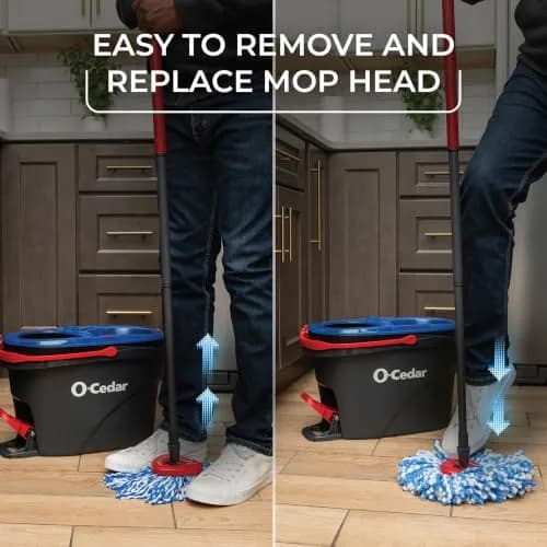 O-Cedar RinseClean Spin Mop & Bucket System with Dual Tanks | 3L (0.79gal) Capacity | Removes 99% of Bacteria thumbnail 7