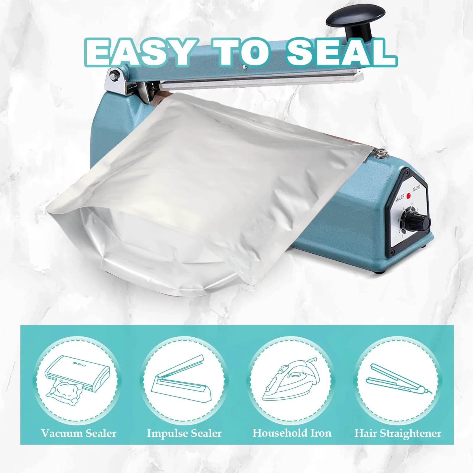 SHXWELL 1 Gallon Mylar Bags 25.4cm x 35.6cm (10"x14") | 50 Count Extra Thick 10 Mil Stand-Up Zipper Pouches for Long Term Food Storage thumbnail 3