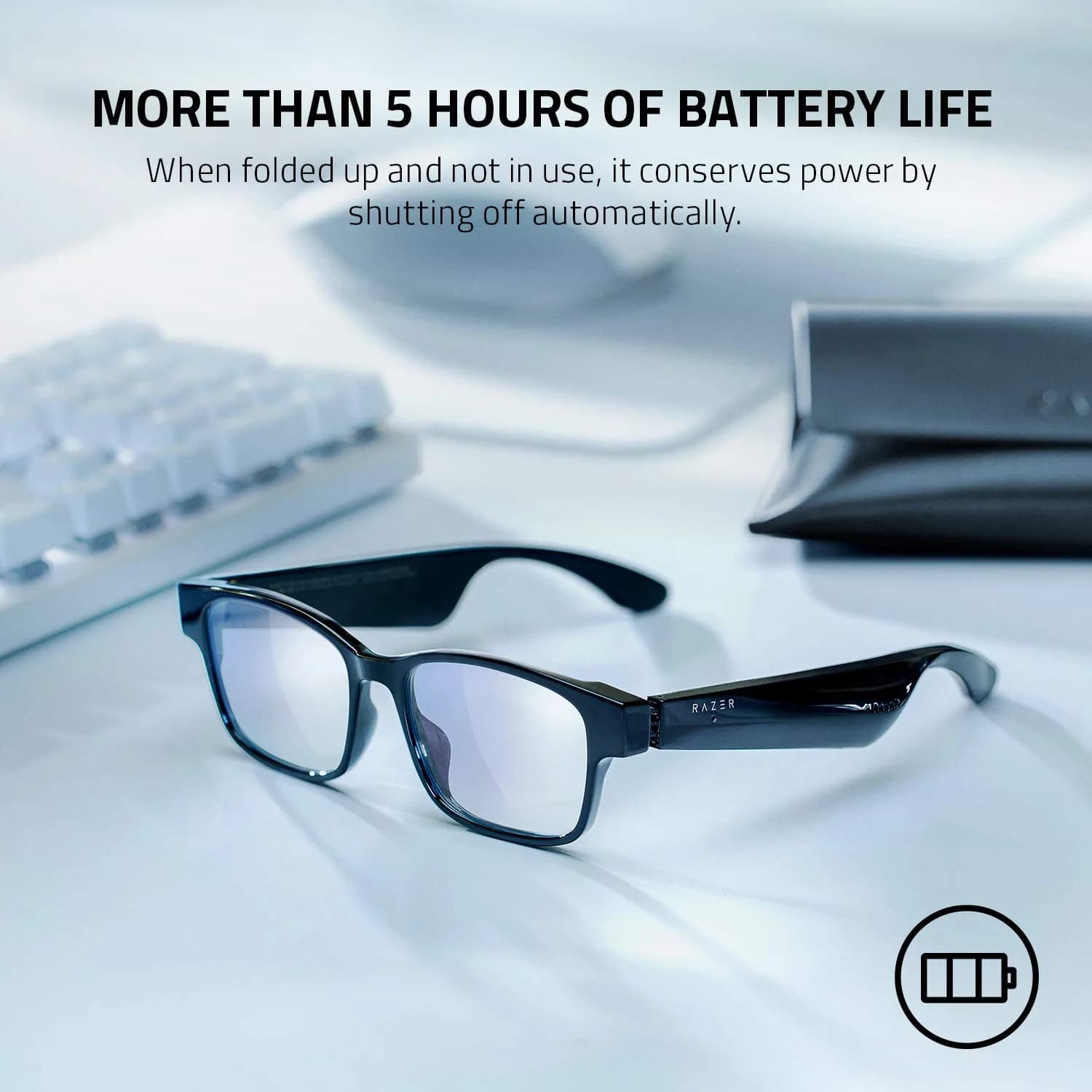 Razer Anzu Smart Glasses: Blue Light Filtering & Polarized Sunglass Lenses, Small Rectangle | Low Latency Audio - view 5
