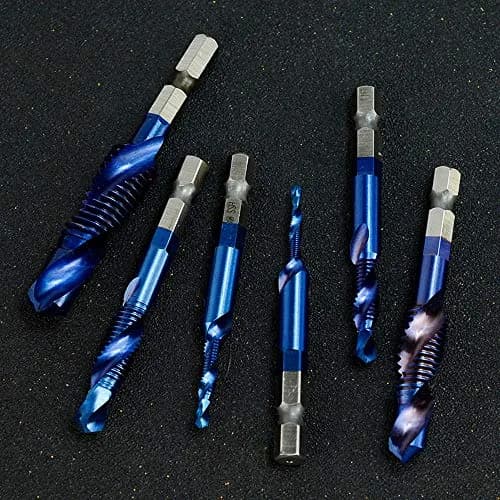 ASDTODW Combination Drill & Taps Bit Set M3-M10 Hex Shank | 6-Piece Metric Threading Tool Set thumbnail 5