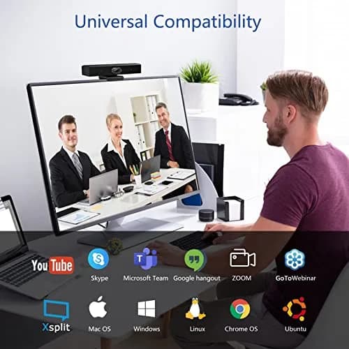 PolaTab Conference Room Camera, 3-in-1, 1080p Full HD Webcam with Microphone and Speaker, USB Plug and Play, Wide Angle Video Conference Camera for Desktop, Laptop, Mac, PC (Black) thumbnail 7