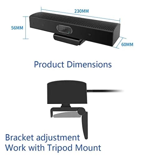 PolaTab Conference Room Camera, 3-in-1, 1080p Full HD Webcam with Microphone and Speaker, USB Plug and Play, Wide Angle Video Conference Camera for Desktop, Laptop, Mac, PC (Black) thumbnail 9