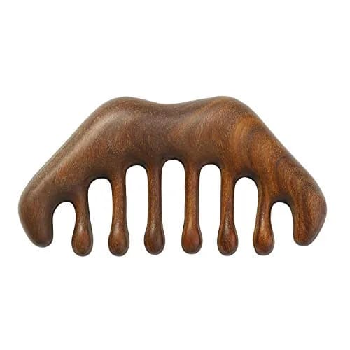 MIUPOO Natural Green Wood Wide Tooth Comb | Scalp Massager for Hair & Meridian Relaxation (1 Count) thumbnail 1