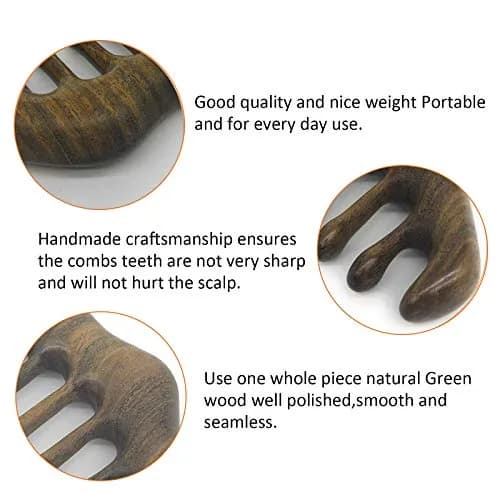 MIUPOO Natural Green Wood Wide Tooth Comb | Scalp Massager for Hair & Meridian Relaxation (1 Count) thumbnail 6