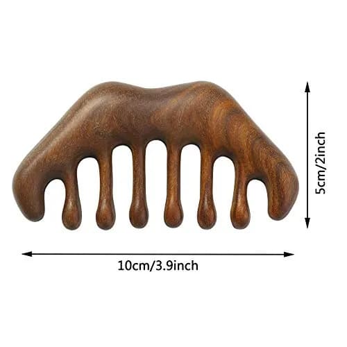 MIUPOO Natural Green Wood Wide Tooth Comb | Scalp Massager for Hair & Meridian Relaxation (1 Count) thumbnail 2