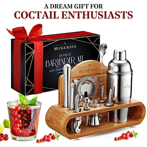 Mixeries 19 Piece Bar Set Cocktail Shaker Set with Stand 700ml (24 oz) | Premium 304 Stainless Steel Bartender Kit thumbnail 5