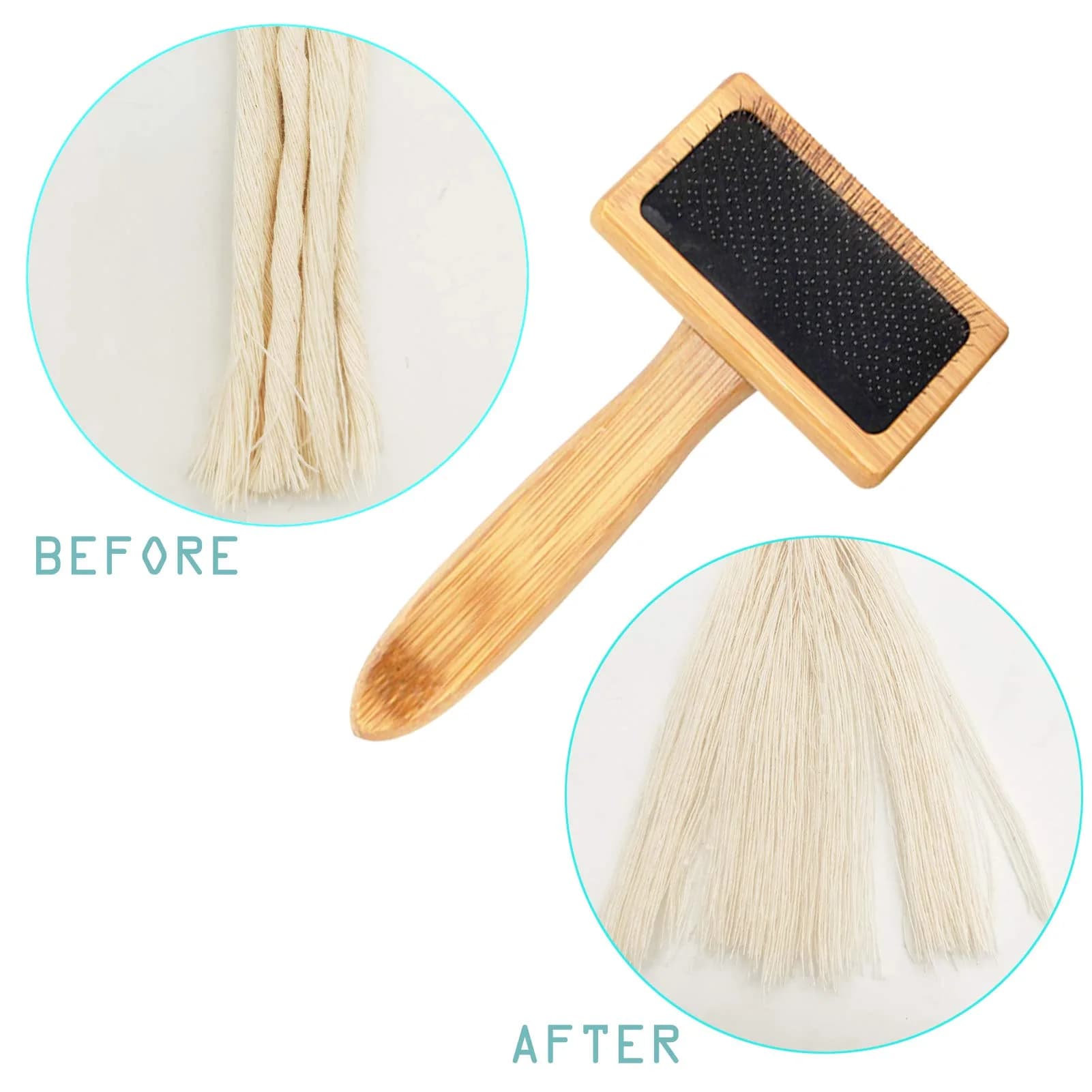 tyoungg Macrame Comb with Wooden Handle & Stainless Steel Needles | 14.5 cm (5.7 in) - view 5