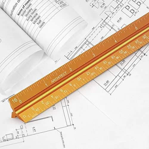 Hutou Architectural Scale Ruler 12" Golden | Precision Aluminum Drafting Tool thumbnail 5