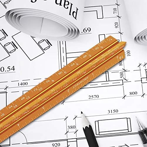 Hutou Architectural Scale Ruler 12" Golden | Precision Aluminum Drafting Tool thumbnail 6