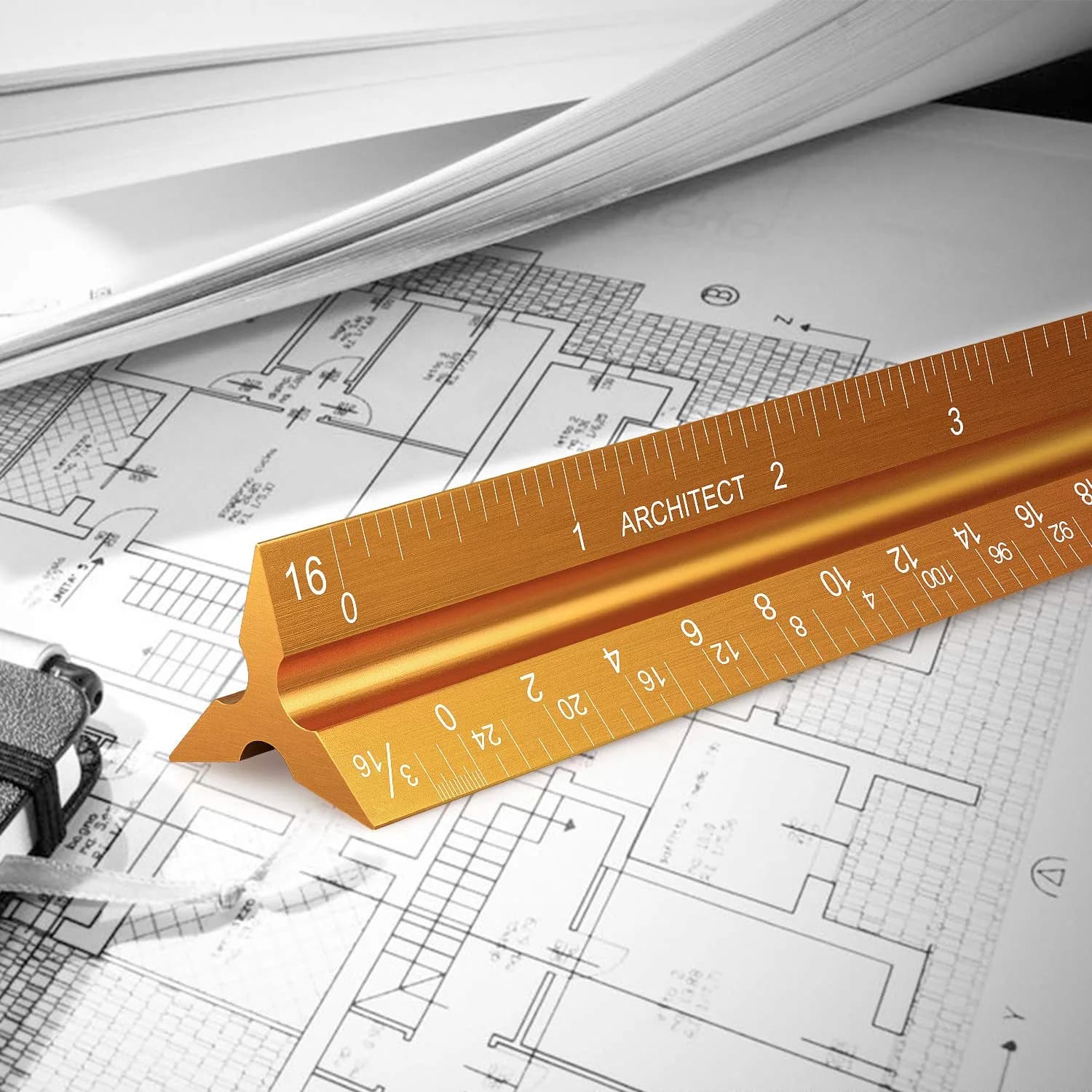 Hutou Architectural Scale Ruler 12" Golden | Precision Aluminum Drafting Tool - view 7