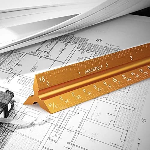 Hutou Architectural Scale Ruler 12" Golden | Precision Aluminum Drafting Tool thumbnail 7