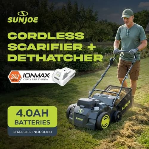 Sun Joe Cordless Scarifier & Dethatcher 24V-X2-DTS15 | 15-Inch, 48V Power, 5 Depth Positions thumbnail 5