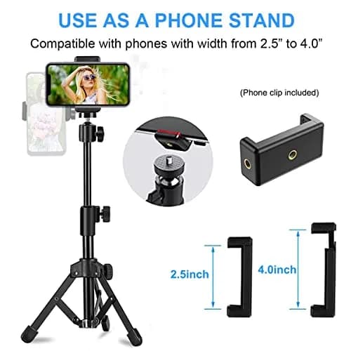JCWINY Extendable Webcam Tripod Stand with Ball Head for Camera/Phone/Ring Light, 31cm (12 inches) Max Height | Universal 1/4" Screw Mount thumbnail 5