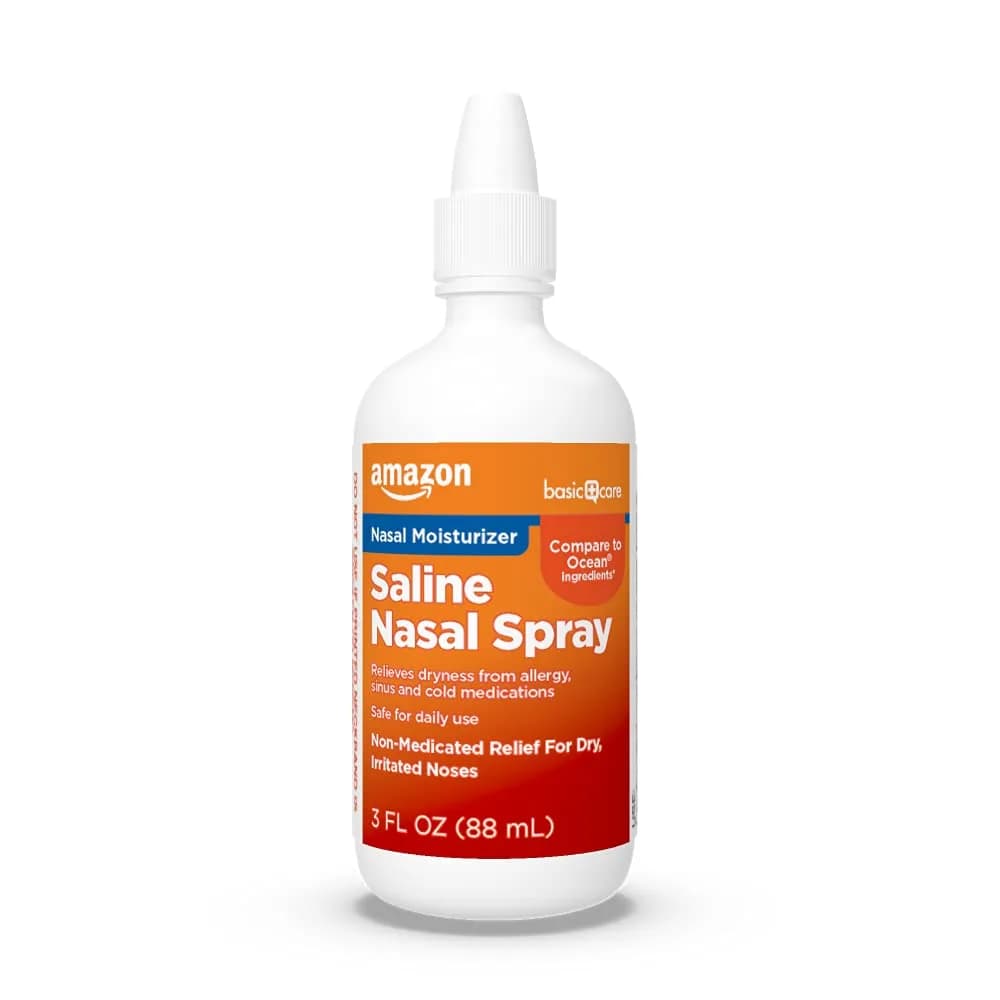 Amazon Basic Care Premium Saline Nasal Moisturizing Spray 90ml (3 fl oz) | Non-Medicated Relief for Dry, Irritated Nose - main product image