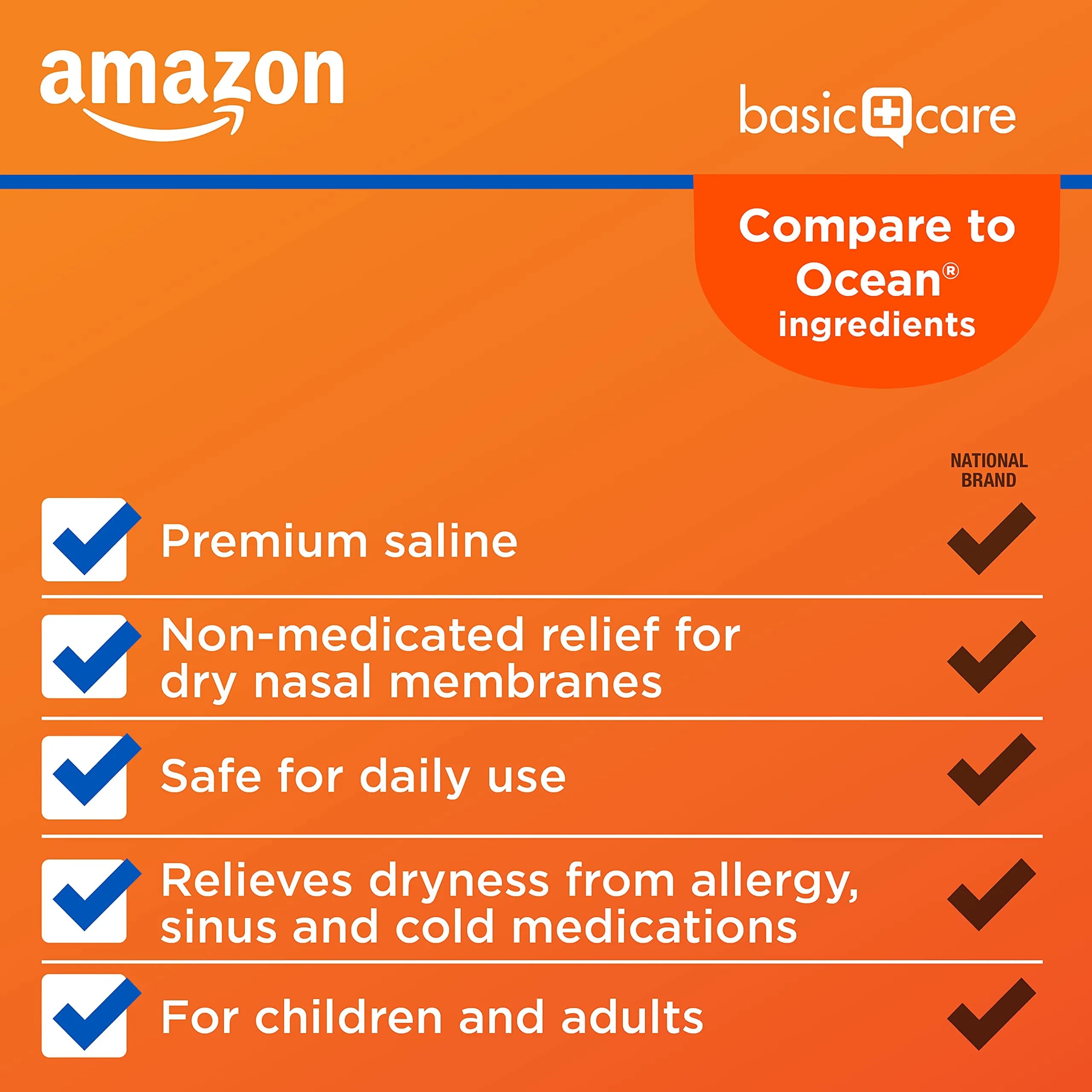 Amazon Basic Care Premium Saline Nasal Moisturizing Spray 90ml (3 fl oz) | Non-Medicated Relief for Dry, Irritated Nose - view 3