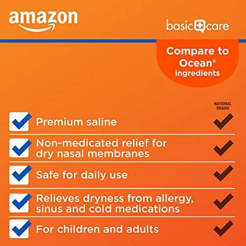 Amazon Basic Care Premium Saline Nasal Moisturizing Spray 90ml (3 fl oz) | Non-Medicated Relief for Dry, Irritated Nose thumbnail 3