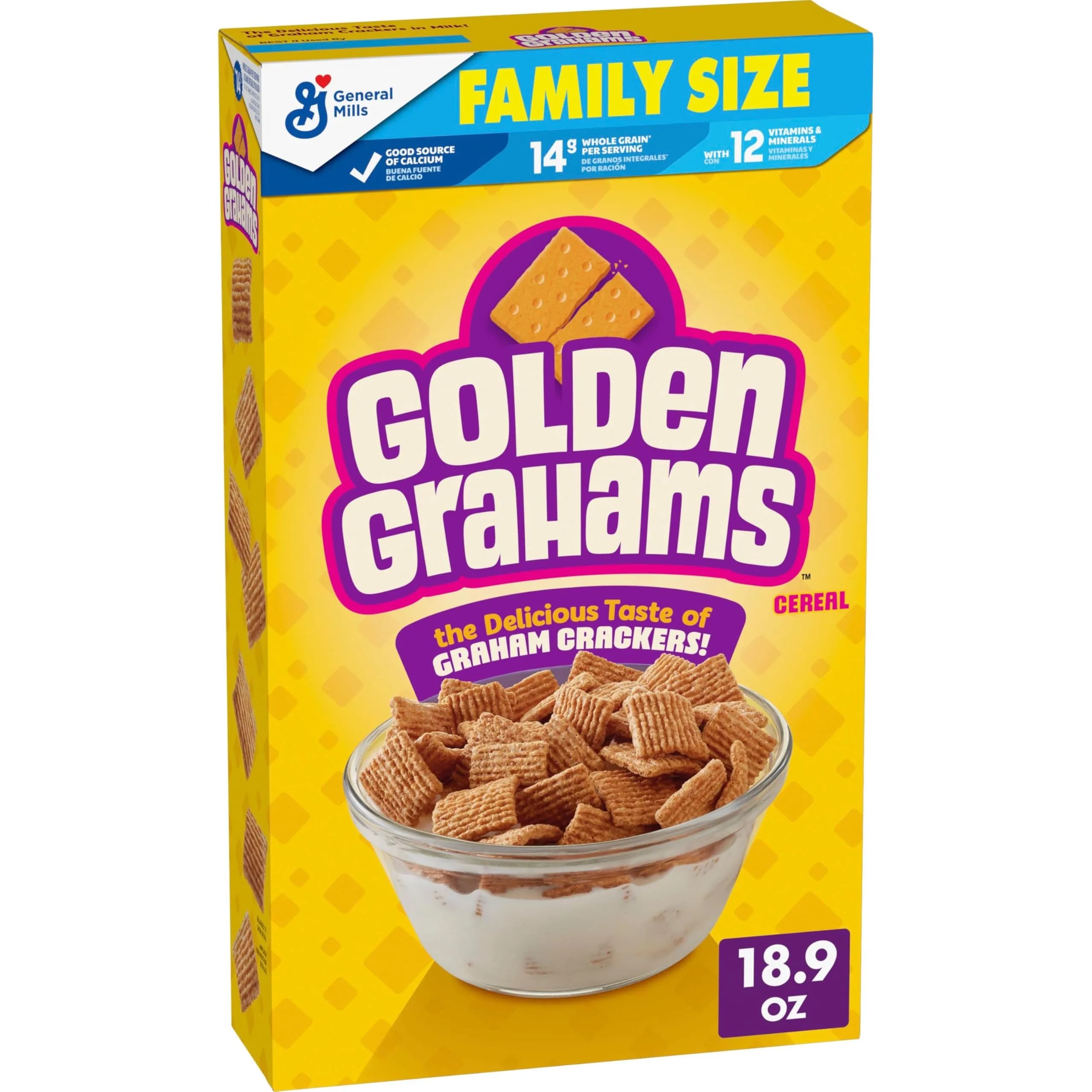 Golden Grahams Breakfast Cereal Whole Grain Family Size 536g (18.9 oz) | Nostalgic Graham Cracker Taste