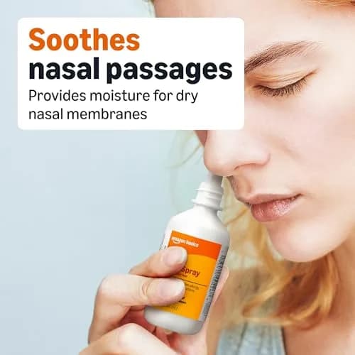 Amazon Basics Saline Nasal Moisturizing Spray 1.5 fl oz (44ml) | Soothes Dry Nasal Passages thumbnail 4
